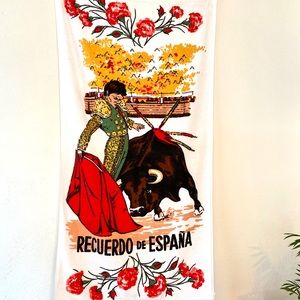 💃 Vntg Mid Century Spanish Matador Towel Fringed